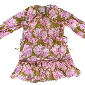 LIKELY Women's Size 10 Floral Tiered Ruffle Mini Dress Pink NWOT missing slip